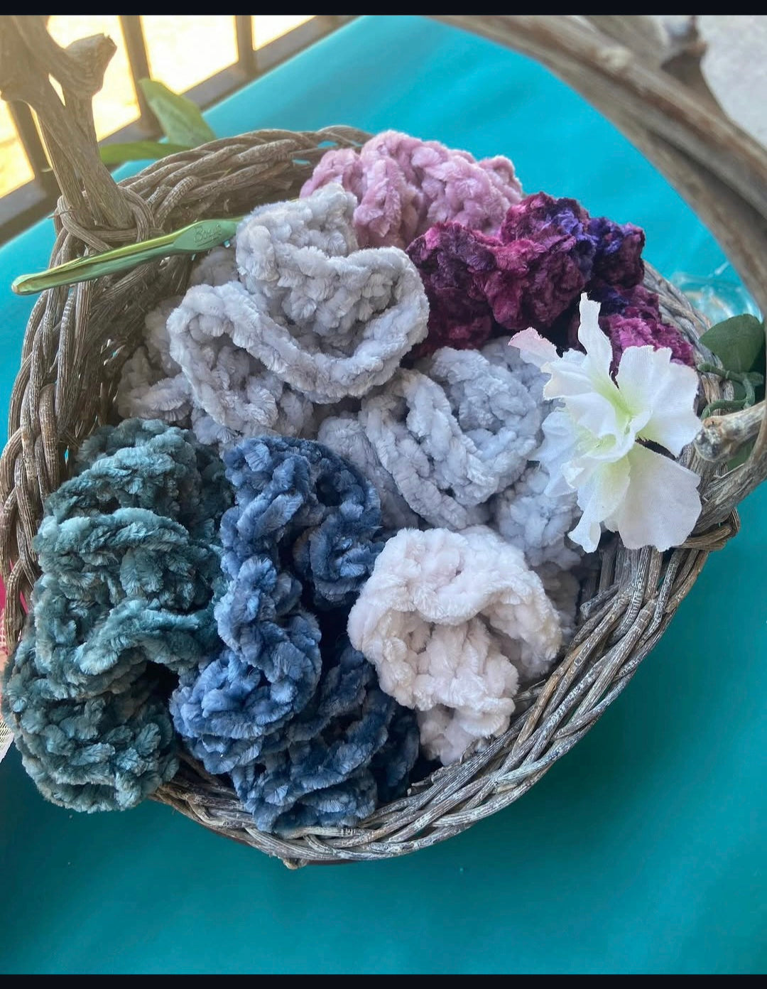White Velvet Scrunchies